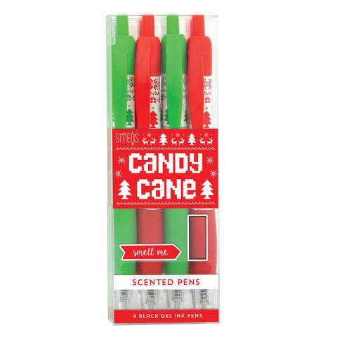 Smens Candy Cane Black Retractable Pen 4 pk, Pack of 10