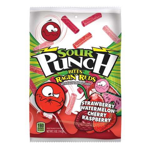 Sour Punch Bites Assorted Ragin' Reds Candy 5 oz, Pack of 12