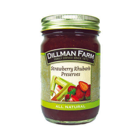 Dillman Farm All Natural Strawberry Rhubarb Preserves 16 oz Jar, Pack of 6