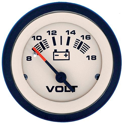 Sierra 59708P Sahara Series 2" Black & Tan 12V 8-18 VDC Voltmeter Gauge