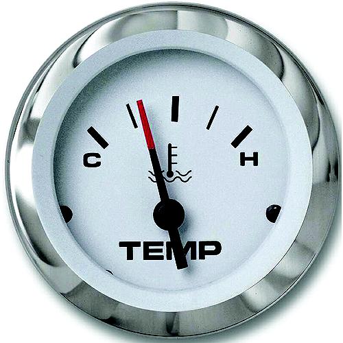 Sierra 65508P Lido Series 2″ White & Stainless Steel Outboard Electric Motor Hot-Cold Dial Range Water Temperature Gauge Kit