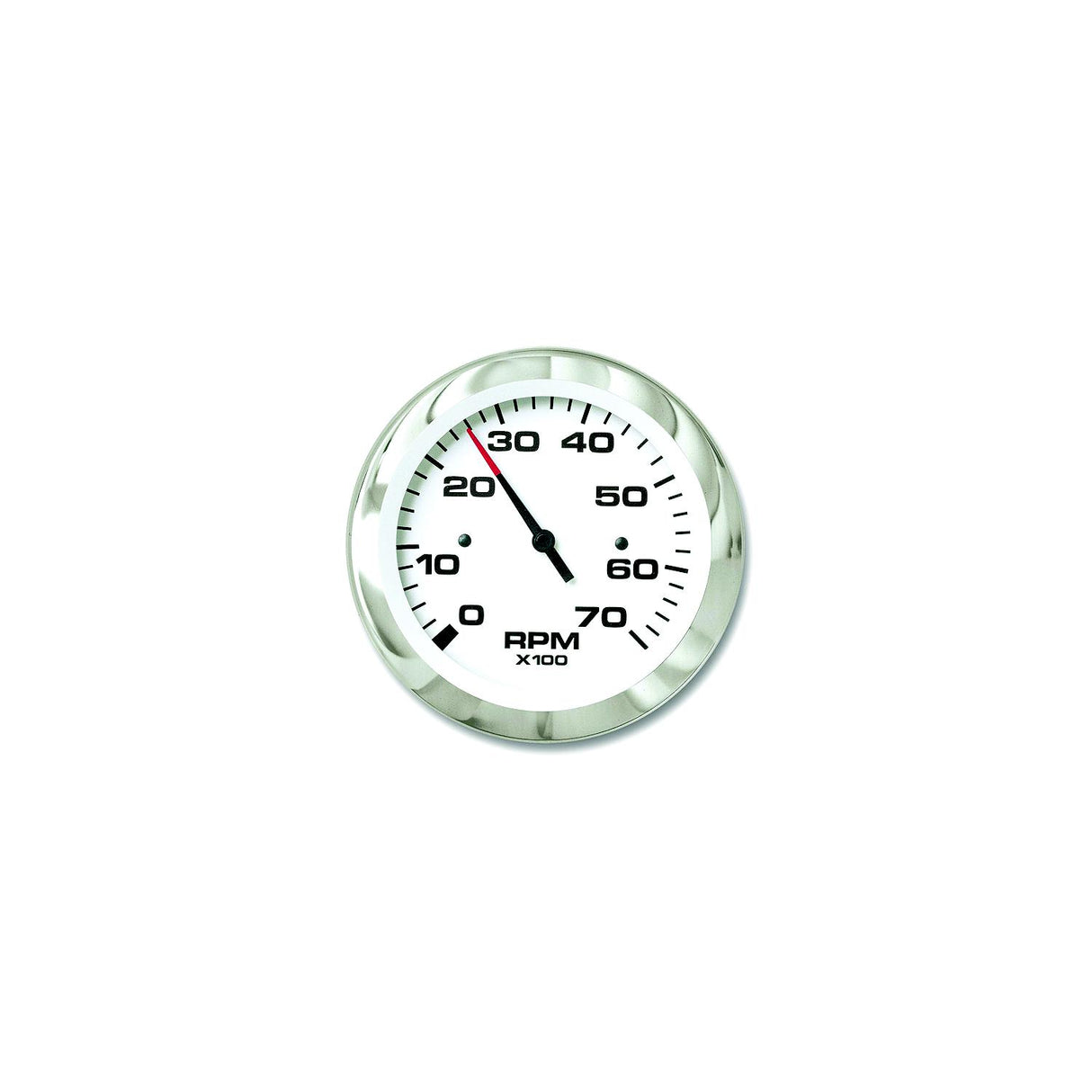 Sierra 65693P Lido Series 3″ White & Stainless Steel Electric Outboard & 4 Stroke Gas Engine 0-7,000 RPM Dial Range Tachometer Gauge with Outboard Alternator or Coil Sender Code
