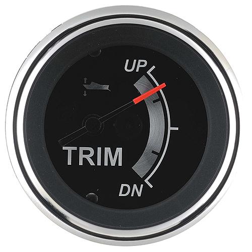 Sierra 67023P Black Sterling Series 2" Stainless Steel Mariner / Mercury & Yamaha 2001 & Newer Engine Up Down Dial Range Trim Gauge