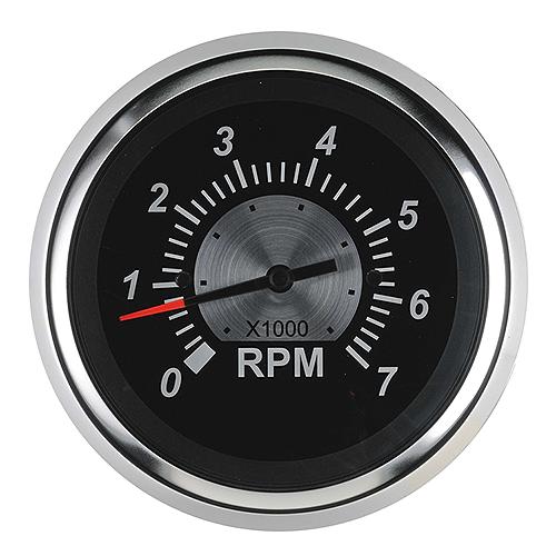 Sierra 67363P Black Sterling Series 3" Stainless Steel Outboard & 4 Stroke Gas Engine 0-7000 RPM Dial Range Tachometer with Outboard Alternator or Coil Sender Code