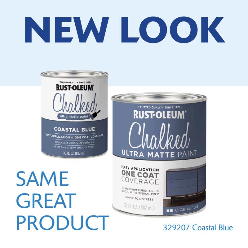 Rust-Oleum Chalked Ultra Matte Coastal Blue Water-Based Chalk Paint 30 oz, Pack of 2