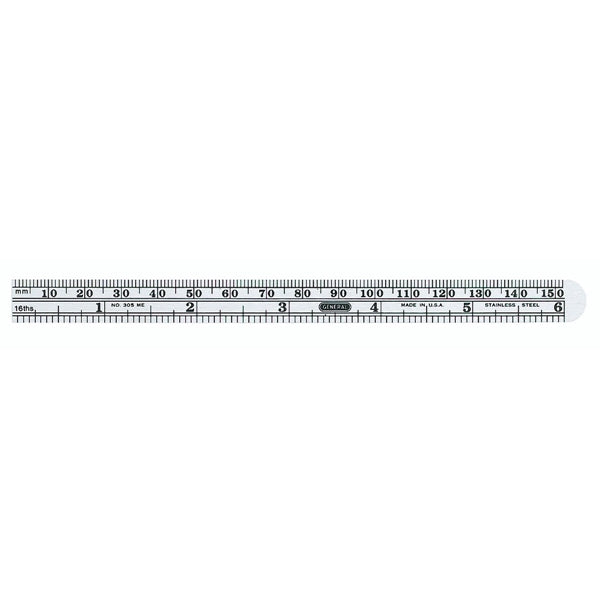 General 305ME Precision Measuring Ruler with Graduations, SAE/Metric Graduation, Stainless Steel, Black, 15/32 in W