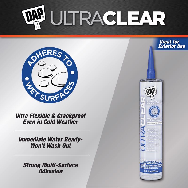 DAP Ultra Clear Clear Synthetic Rubber All Purpose Waterproof Sealant 10.1 oz, Pack of 12