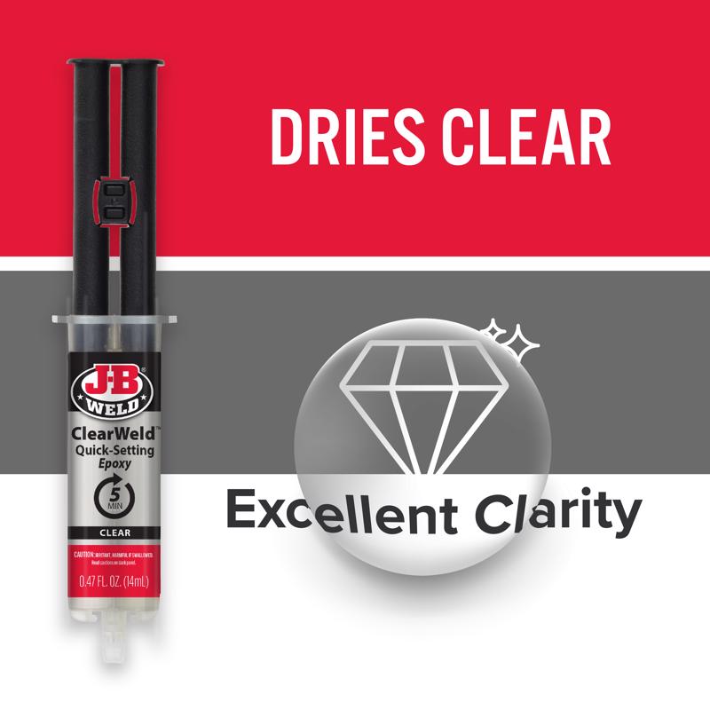 J-B Weld Clear Weld High Strength Epoxy Clear Syringes 0.47 oz