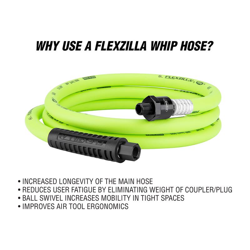 Legacy Flexzilla 6 ft. L X 3/8 in. D Hybrid Polymer Air Hose 300 psi Zilla Green