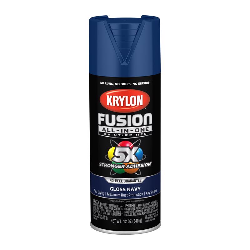 Krylon Fusion All-In-One Gloss Navy Paint+Primer Spray Paint 12 oz, Pack of 6