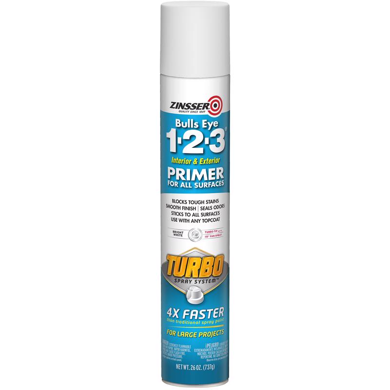 Zinsser Bulls Eye 123 Turbo Bright White Oil-Based Alkyd Oil Primer 26 oz, Pack of 6