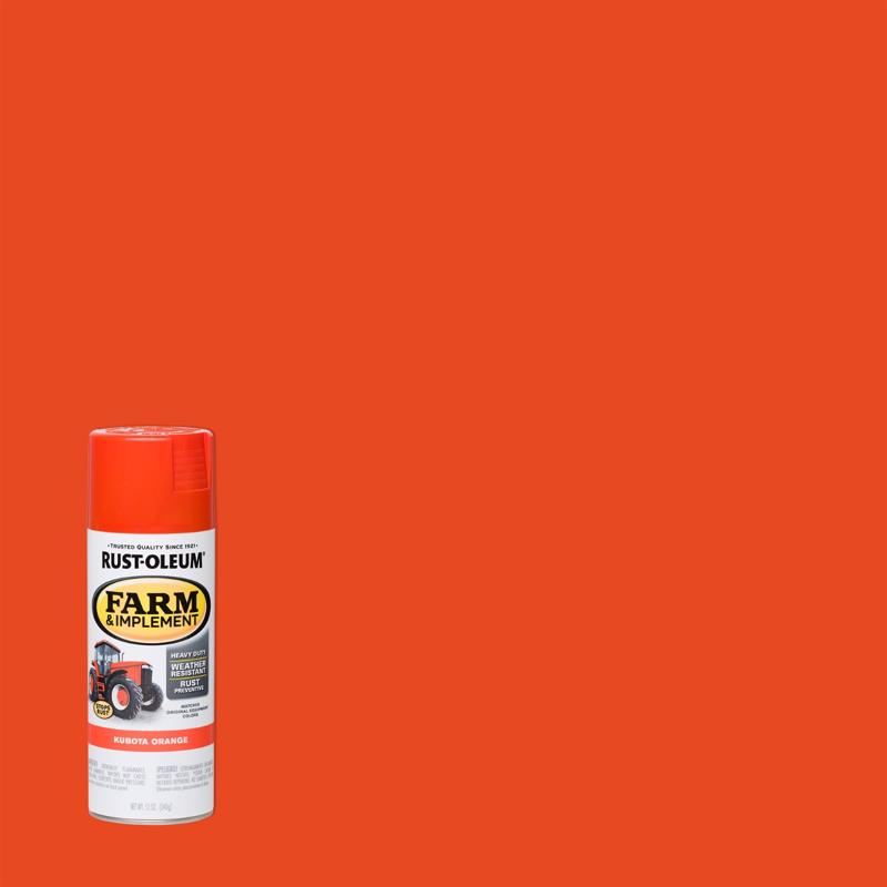 Rust-Oleum Indoor and Outdoor Gloss Kubota Orange Oil-Based Farm & Implement 12 oz, Pack of 6