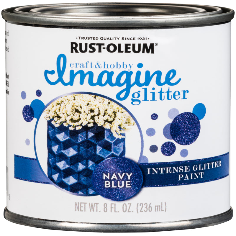 Rust-Oleum Imagine Glitter Navy Blue Water-Based Glitter Paint Interior 8 oz, Pack of 4