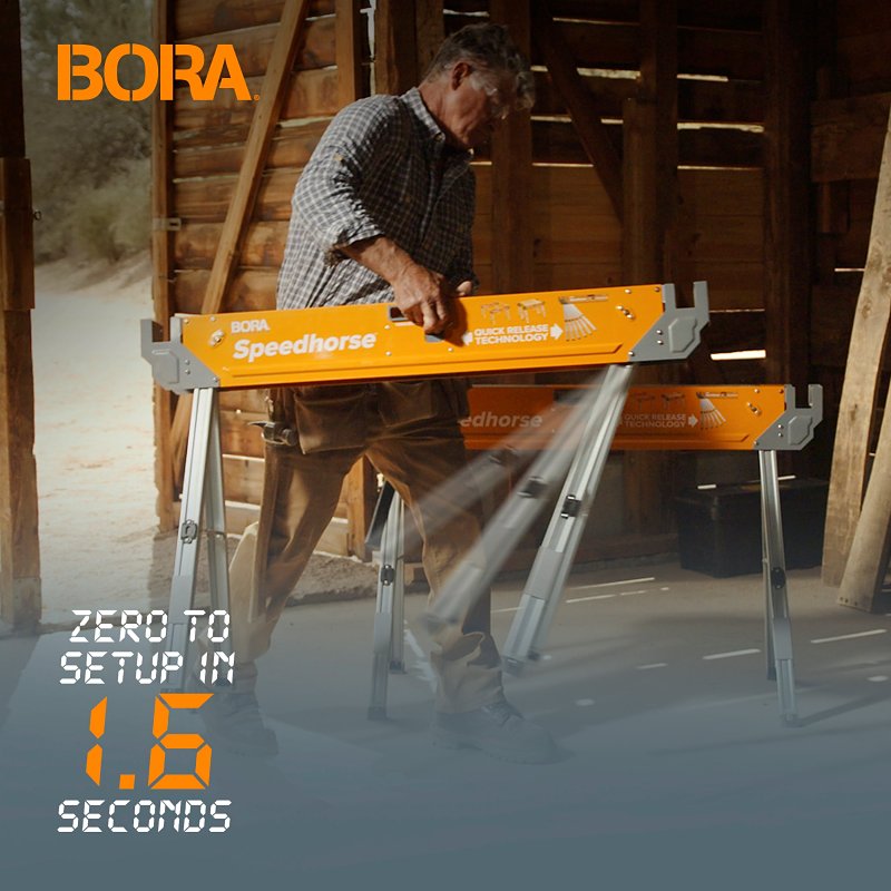 Bora Portamate Speedhorse Series PM-4500 Sawhorse, 1500 lb, 3-1/4 in W, 30 in H, Steel, Orange