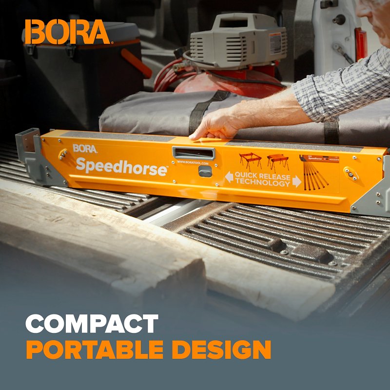 Bora Portamate Speedhorse Series PM-4500 Sawhorse, 1500 lb, 3-1/4 in W, 30 in H, Steel, Orange