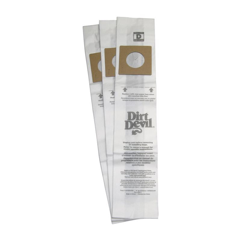 Dirt Devil Vacuum Bag For Featherlite, Lite, Lite Plus and Sensation 3 pk Type D