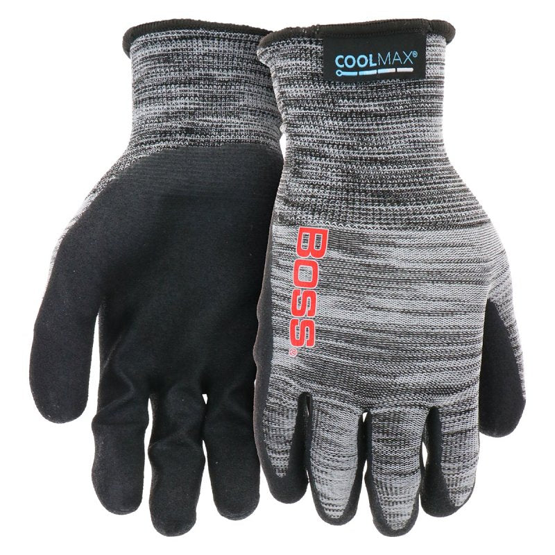Boss Tactile Grip Series B31151-L Standard Weight Coated Gloves, Men's, L, 8 to 8-3/8 in L, Elastic Knit, Slip-On Cuff