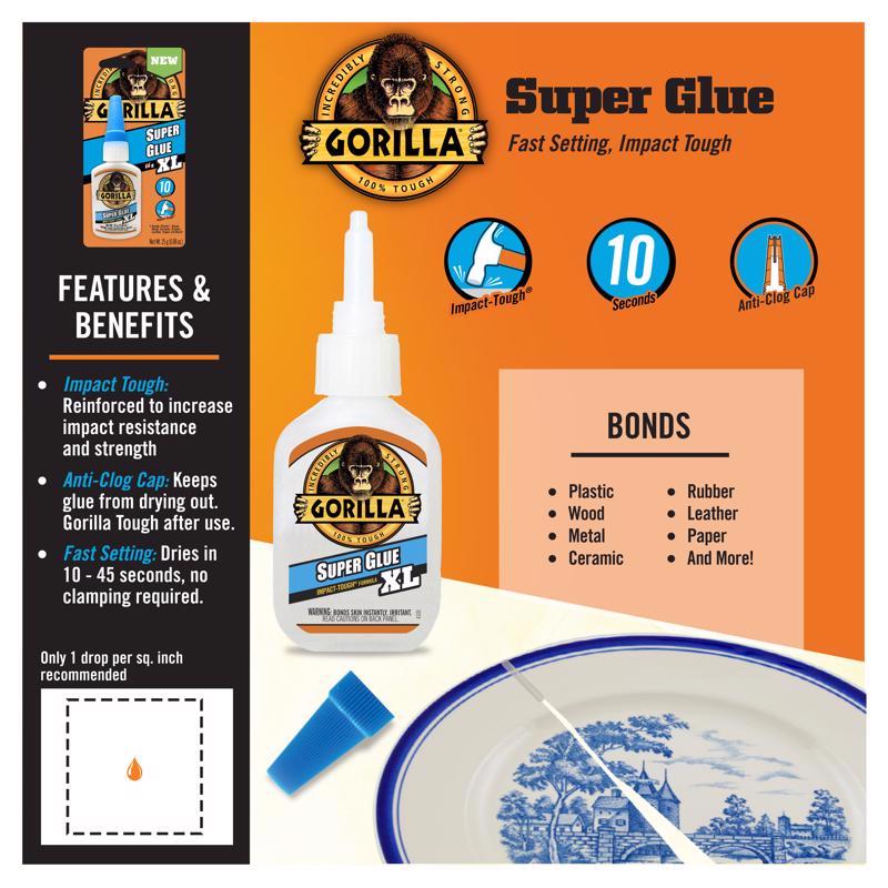 Gorilla Super Glue XL High Strength Transluscent Super Glue 25 gm