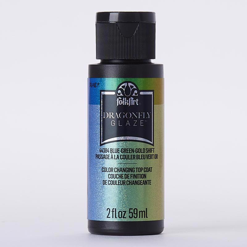 FolkArt Dragonfly Glaze Blue-Green-Gold Hobby Paint 2 oz, Pack of 3