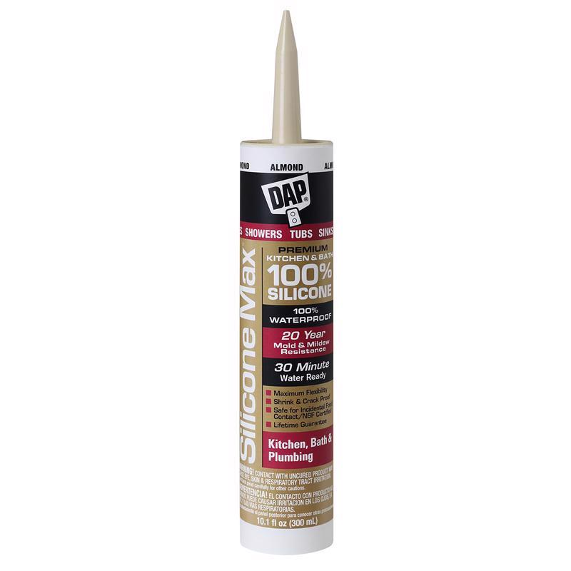 DAP Silicone Max Almond Silicone Kitchen and Bath Sealant 10.1 oz, Pack of 12