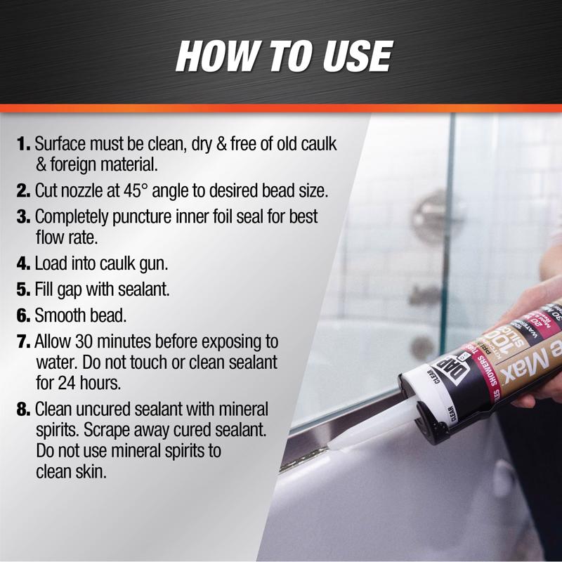 DAP Silicone Max Clear Silicone Kitchen and Bath Sealant 10.1 oz, Pack of 12