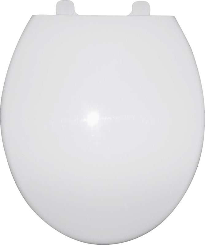 ProSource Q-328-WH Toilet Seat, Round, Polypropylene, White, Plastic Hinge Hinge