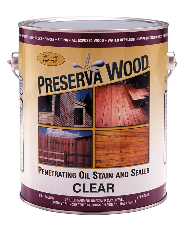 Preserva Wood Transparent Smooth Clear Oil-Based Oil Penetrating Wood Stain/Sealer 1 gal, Pack of 4