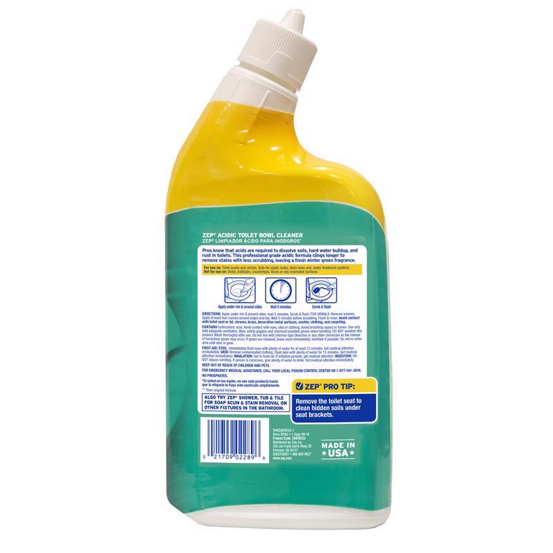 Zep Wintergreen Scent Acidic Toilet Bowl Cleaner 32 oz Liquid, Pack of 12