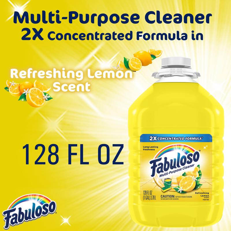 Fabuloso Lemon Scent All Purpose Cleaner Liquid 128 oz, Pack of 4