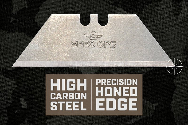 Spec Ops SPEC-K1-BLADE100 Utility Knife Blade, 2.3 in L, HCS, Precision-Honed, Hardened Edge