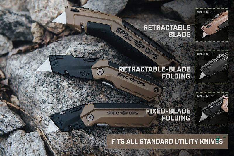 Spec Ops SPEC-K1-BLADE100 Utility Knife Blade, 2.3 in L, HCS, Precision-Honed, Hardened Edge