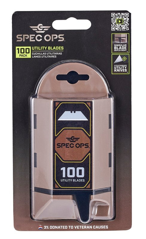 Spec Ops SPEC-K1-BLADE100 Utility Knife Blade, 2.3 in L, HCS, Precision-Honed, Hardened Edge