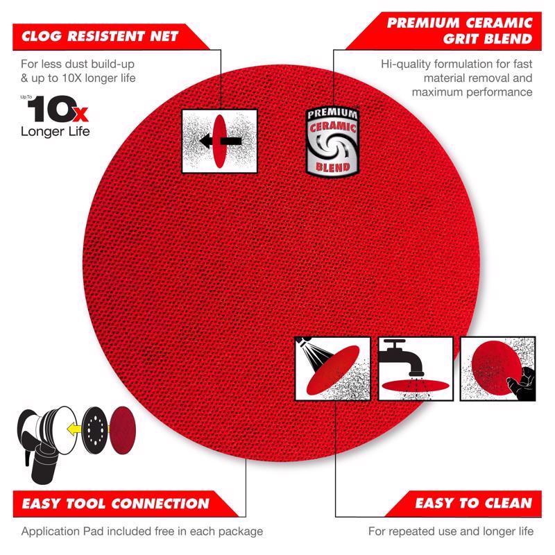 Diablo SandNet 5 in. Ceramic Blend Hook and Lock Sanding Disc 60 Grit Coarse 10 pk