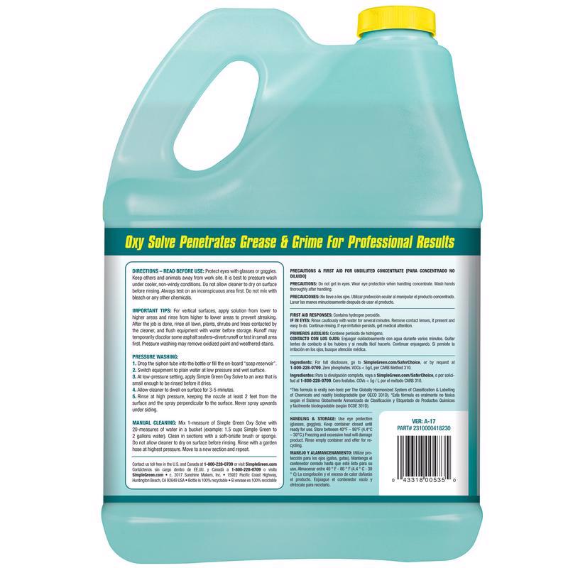 Simple Green Oxy Solve Non-Scented Scent Concentrated Multi-Surface Cleaner Liquid 1 gal, Pack of 4