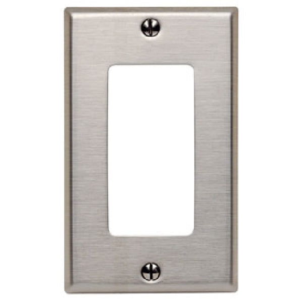 Leviton 84401-105 Wallplate, 2-3/4 in L, 4-1/2 in W, 1-Gang, Stainless Steel, Stainless Steel, Brushed