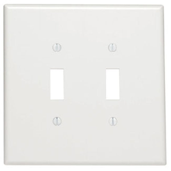 Leviton 88109 Wallplate, 5-1/4 in L, 5.31 in W, 2 -Gang, Thermoset Plastic, White, Smooth