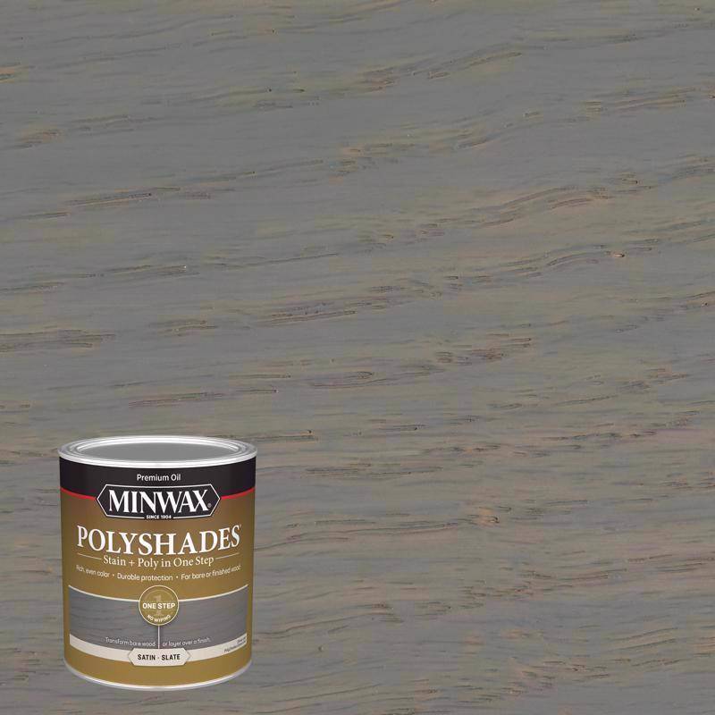 Minwax Polyshades Semi-Transparent Satin Slate Oil-Based Stain/Polyurethane Finish 1 qt, Pack of 4