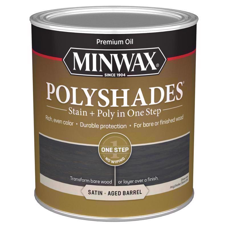 Minwax Polyshades Semi-Transparent Satin Aged Barrel Oil-Based Stain/Polyurethane Finish 1 qt, Pack of 4