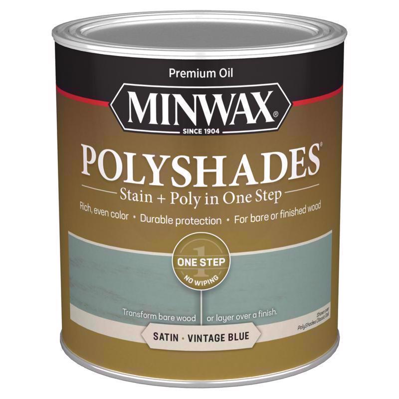 Minwax Polyshades Semi-Transparent Satin Vintage Blue Stain/Polyurethane Finish 1 qt, Pack of 4