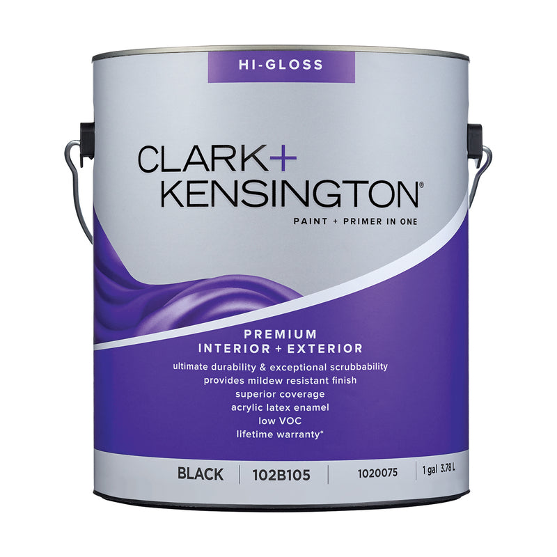 Clark+Kensington High-Gloss Black Premium Paint Exterior and Interior 1 gal, Pack of 2