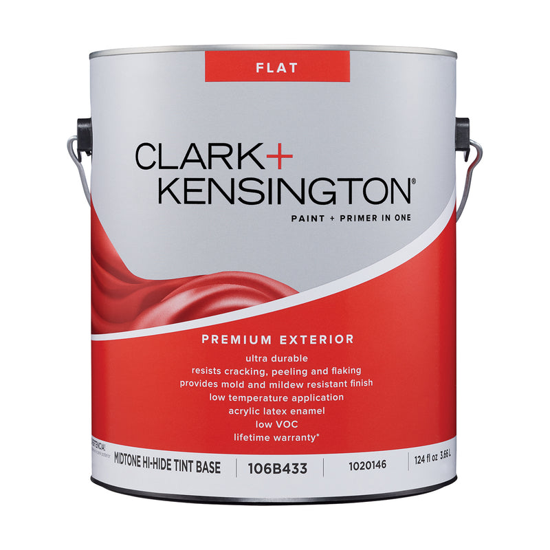 Clark+Kensington Flat Tint Base Mid-Tone Base Exterior Paint and Primer Exterior 1 gal, Pack of 4