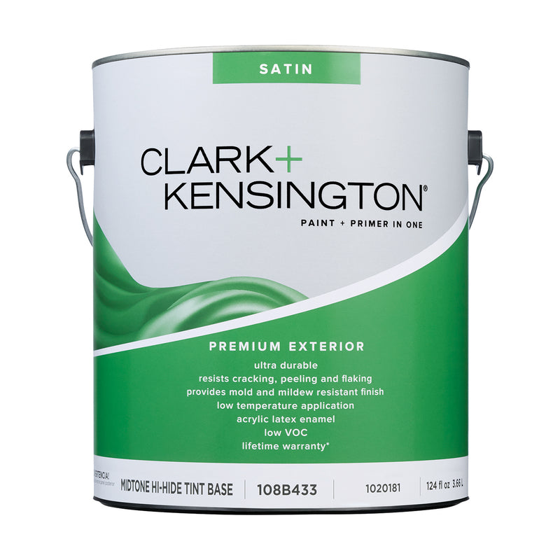 Clark+Kensington Satin Tint Base Mid-Tone Base Exterior Paint and Primer Exterior 1 gal, Pack of 4