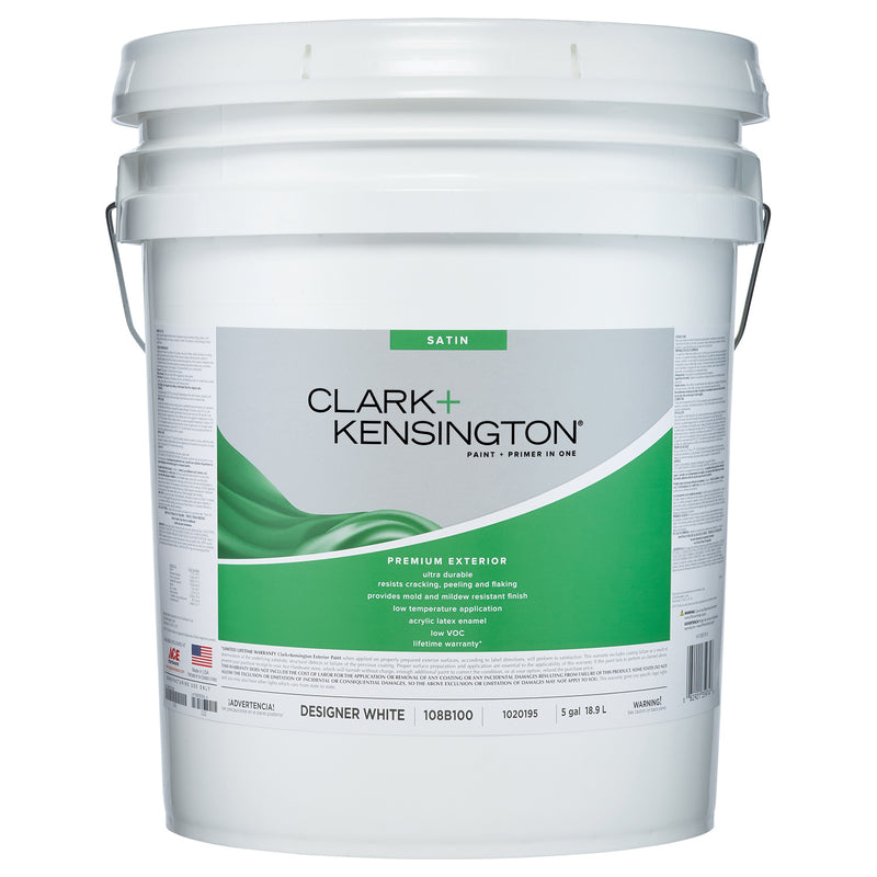 Clark+Kensington Satin Designer White House & Trim Paint & Primer Exterior 5 gal