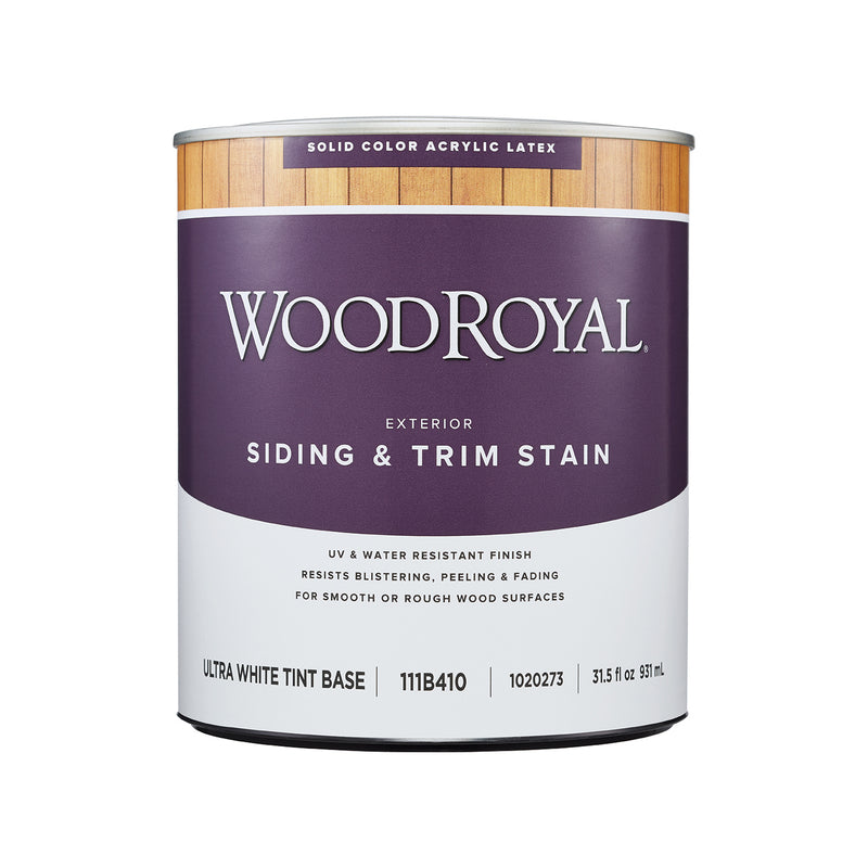 Ace Wood Royal Solid Tintable Flat Ultra White Base Acrylic Latex Siding and Trim Stain 1 qt, Pack of 4
