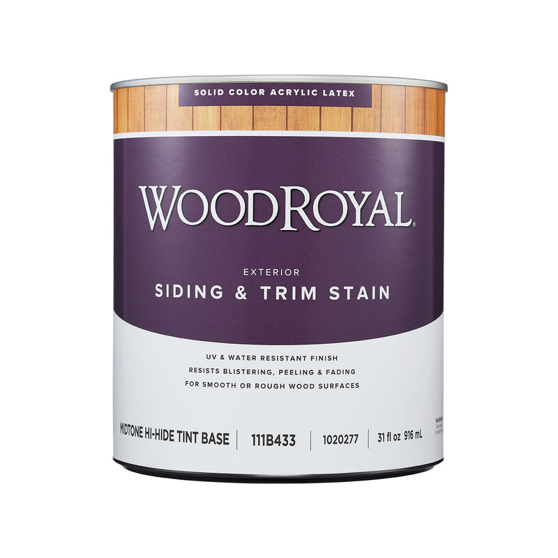 Ace Wood Royal Solid Tintable Flat Midtone Hi Hide Base Acrylic Latex Siding/Trim Stain 1 qt, Pack of 4