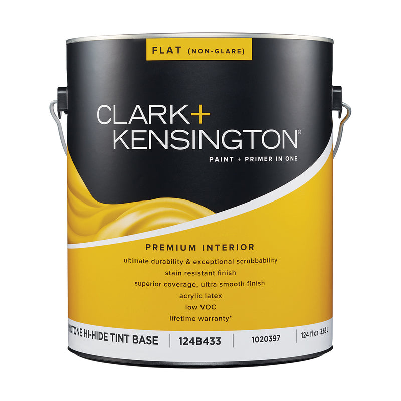 Clark+Kensington Flat Tint Base Mid-Tone Base Paint + Primer Interior 1 gal, Pack of 4