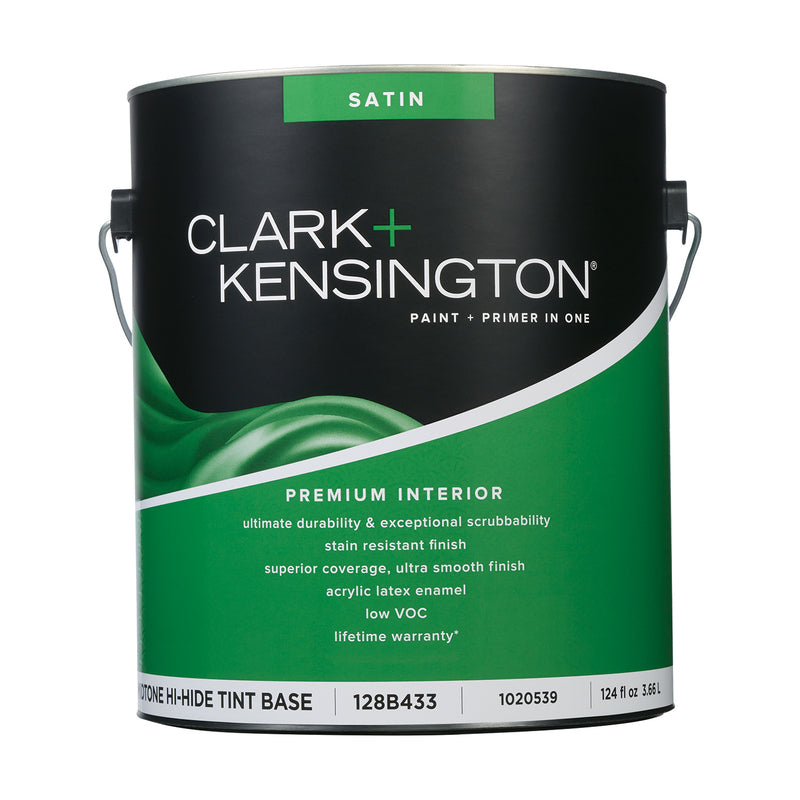 Clark+Kensington Satin Tint Base Mid-Tone Base Paint + Primer Interior 1 gal, Pack of 4