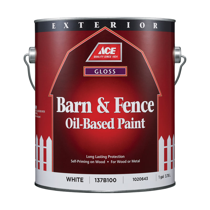 Ace Gloss White Oil-Based Barn and Fence Paint Exterior 1 gal, Pack of 4