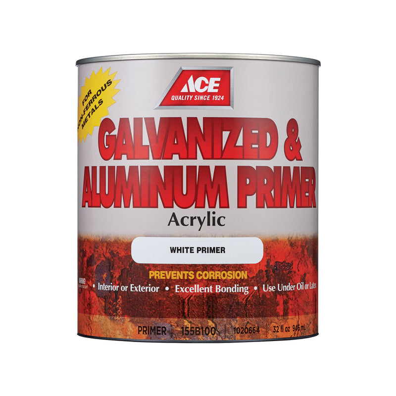 Ace White Acrylic Galvanized & Aluminum Primer 1 qt, Pack of 4