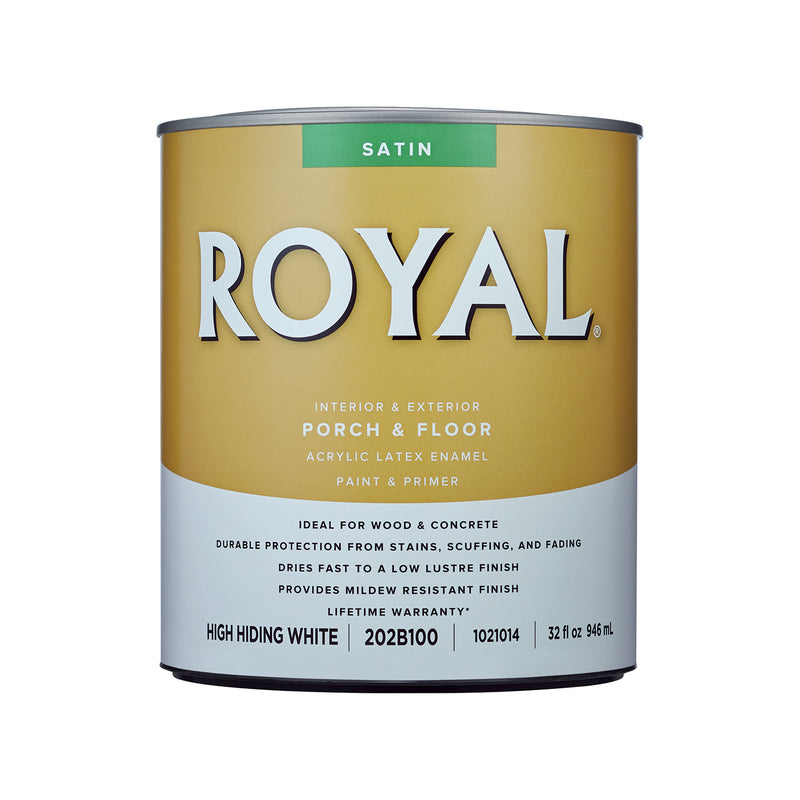 Royal Satin High-Hiding White Porch & Floor Paint 1 qt, Pack of 4